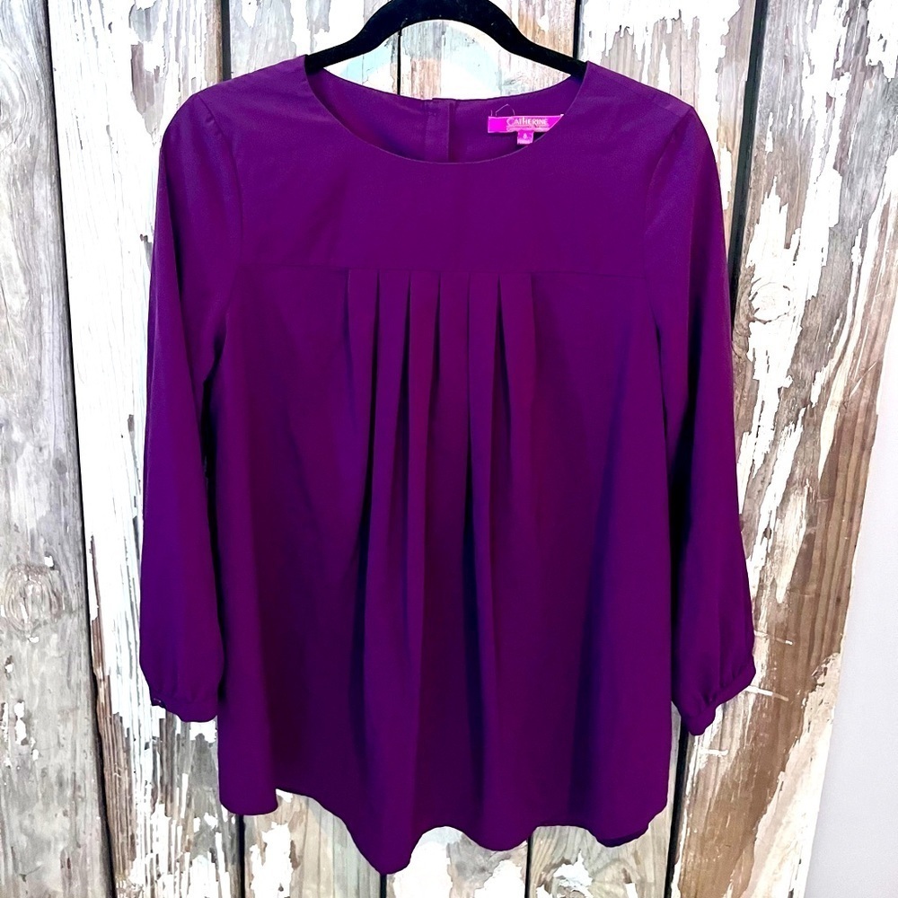 Purple Catherine Maldandrino pleated top button back size 8